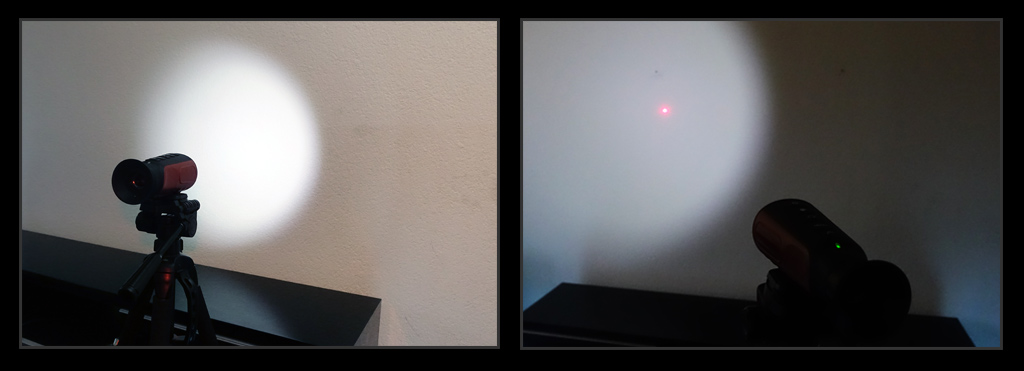 Left: LED light / Right: LED + red laser pointer