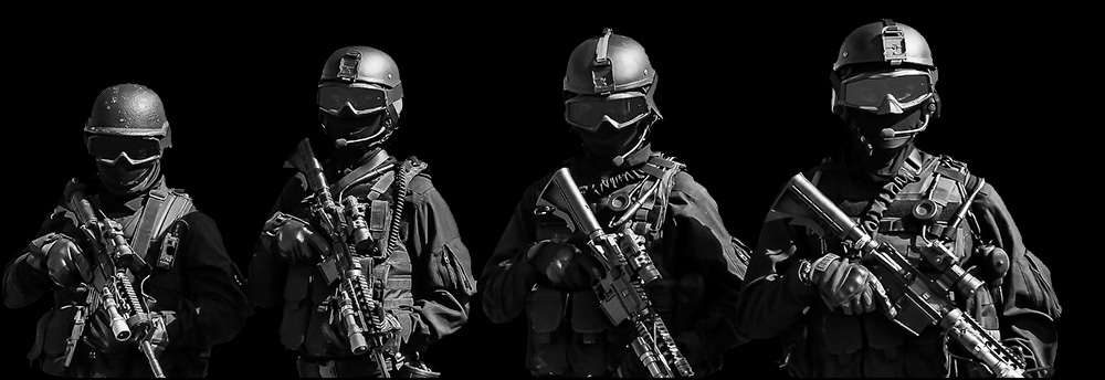 SWAT team with thermal imaging scopes